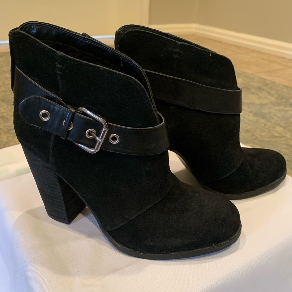 Jessica Simpson Black Suede Keri Ankle Boots 7.5